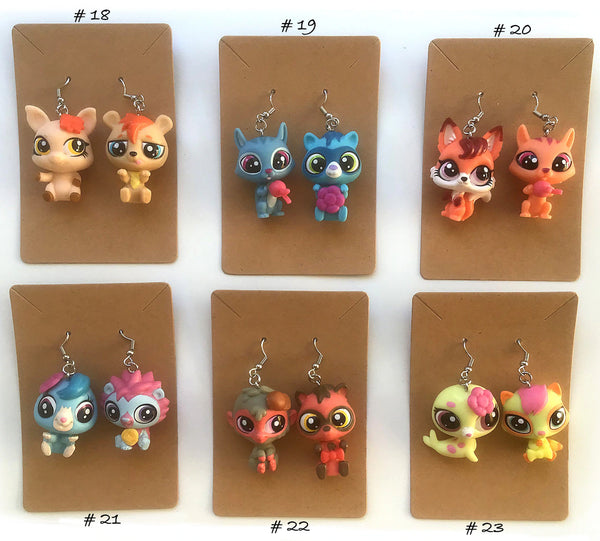 Littlest Pet Shop Earrings Jewelry genuine LPS cute cat dog pets fun Handmade Jewelry for Girls Kids and Women - Great gift