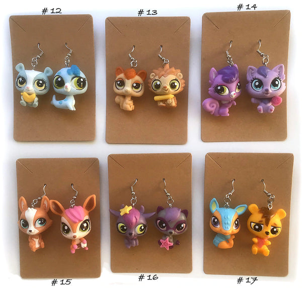 Littlest Pet Shop Earrings Jewelry genuine LPS cute cat dog pets fun Handmade Jewelry for Girls Kids and Women - Great gift