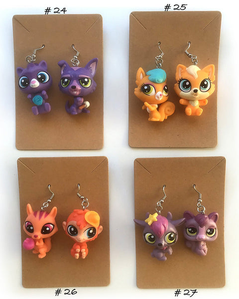 Littlest Pet Shop Earrings Jewelry genuine LPS cute cat dog pets fun Handmade Jewelry for Girls Kids and Women - Great gift