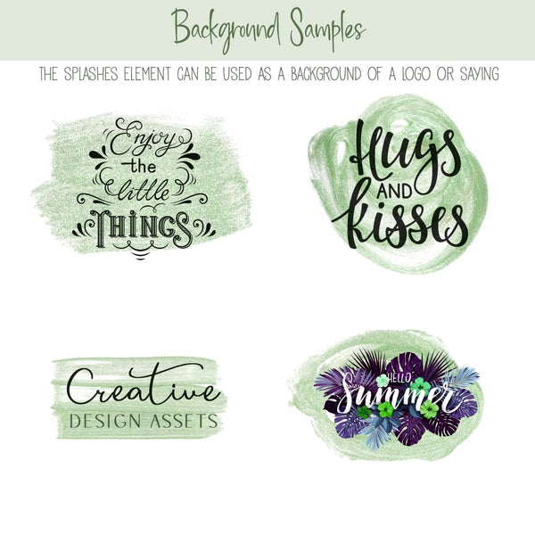 Brush Strokes Pearl Paint - Mint Pearl Paint 24 Brush Strokes & Splashes Group A - Hand painted Overlay - Instant Download Digital Clipart