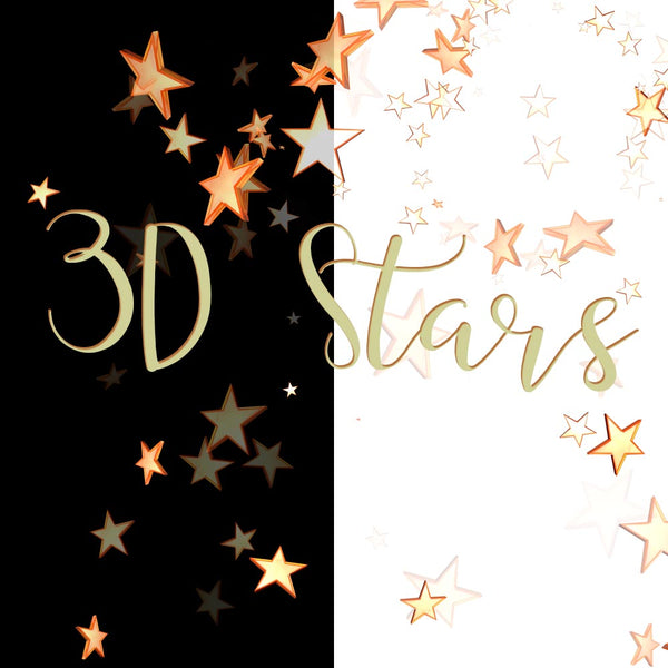 Stars 3D Stars - 12 PNG Transparent Overlays High Resolution - Instant Download Digital Clipart