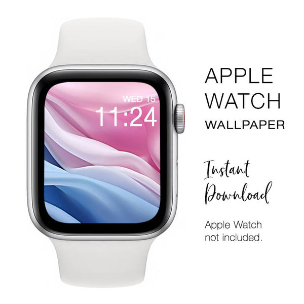 Apple Watch WALLPAPER - 3D Waves 2 Pink & Blue - Instant Download - Watch Background Apple Watch face design