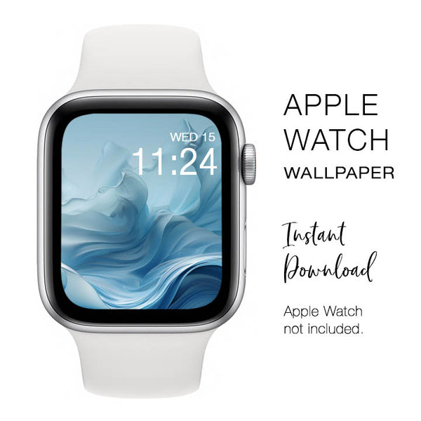 Apple Watch WALLPAPER - 3D Waves 3 Blue - Instant Download - Watch Background Apple Watch face design