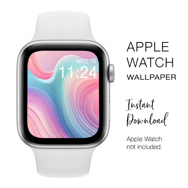 Apple Watch WALLPAPER - 3D Waves 4 Rainbow Colors - Instant Download - Watch Background Apple Watch face design