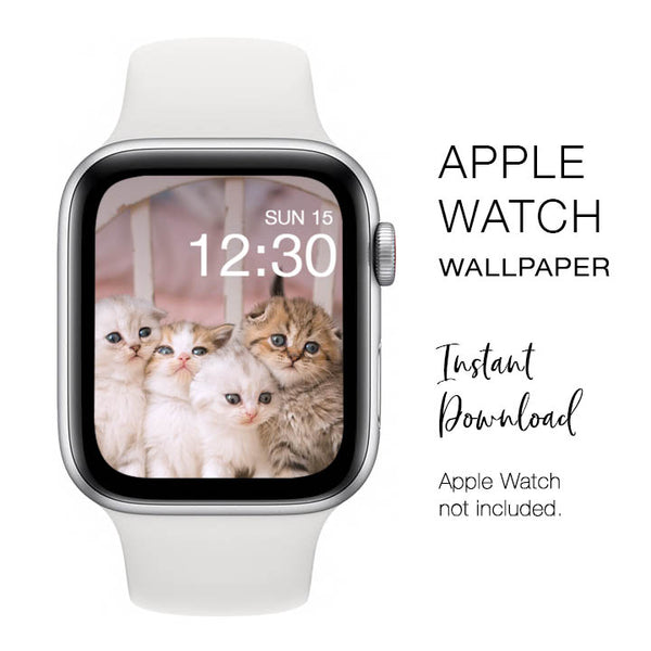 Apple Watch WALLPAPER - Four Cute Cats - Instant Download - Watch Background Apple Watch face design