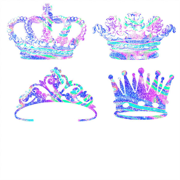 Crowns 8 Different Crowns in Neon Glitter Texture - 8 PNG Transparent Images High Resolution - Instant Download Digital Clip art
