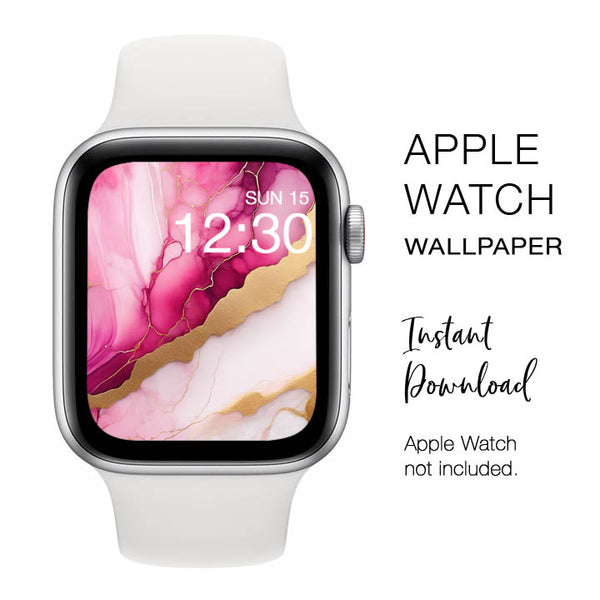 Apple Watch WALLPAPER - Abstract Liquid Ink Texture Pink White Gold - Instant Download - Watch Background Apple Watch face design