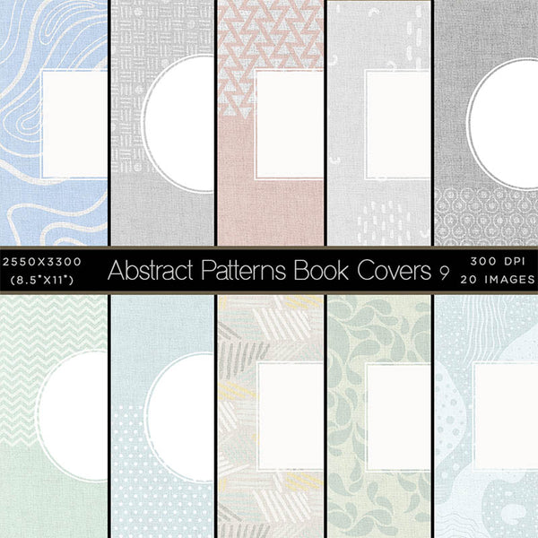 Abstract Patterns on Linen Book Covers with Spine Vol 1 - 20 High Resolution Images - Instant Download Digital Clip art