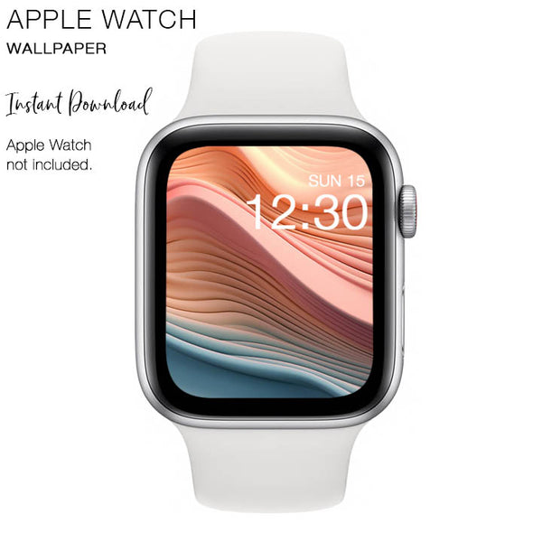 Apple Watch WALLPAPER - Abstract Waves Peach & Blue - Instant Download - Watch Background Apple Watch face design