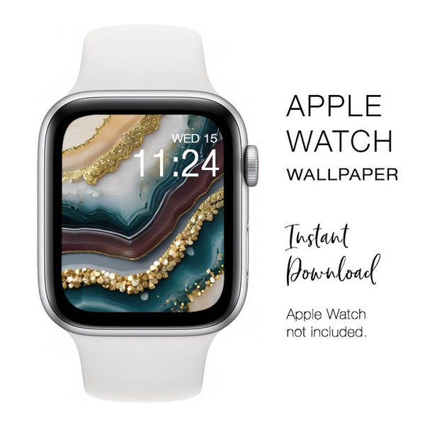 Apple Watch WALLPAPER - Agate Patterns with Gold Glitter Texture 1 - Instant Download - Watch Background Apple Watch face design