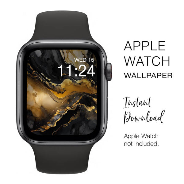 Apple Watch WALLPAPER - Alcohol Black & Gold 1 - Instant Download - Watch Background Apple Watch face design