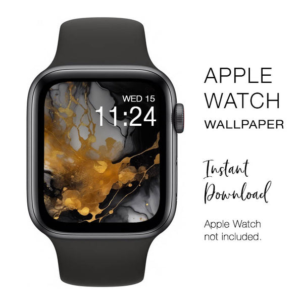 Apple Watch WALLPAPER - Alcohol Black & Gold 2 - Instant Download - Watch Background Apple Watch face design