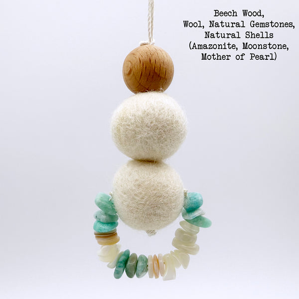 Wool, Amazonite, Moonstone Gemstones, Shells Essential Oil Diffuser, Car Air Freshener, Car hanging Freshies, Felt Wool Office Diffuser, Aromatherapy, Closet, Christmas