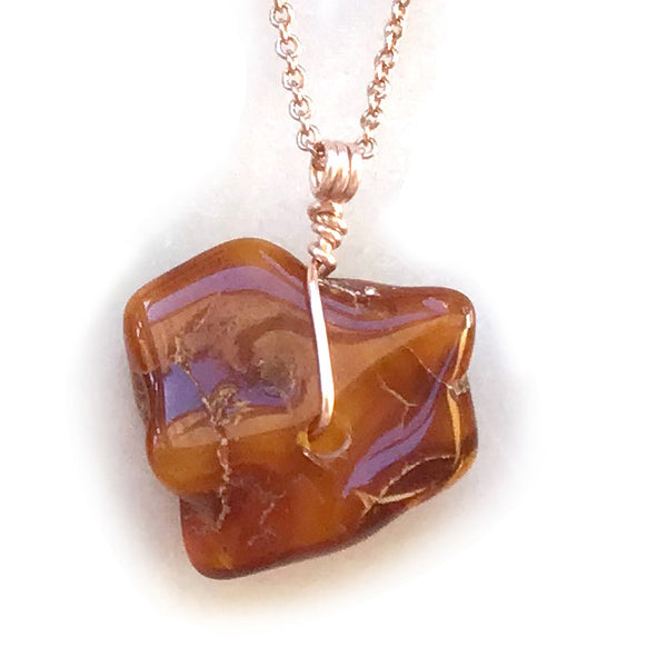 Genuine Natural Baltic Amber Necklace #10 - 16 Kt Rose Gold plated chain necklace Handmade Jewelry - Great gift