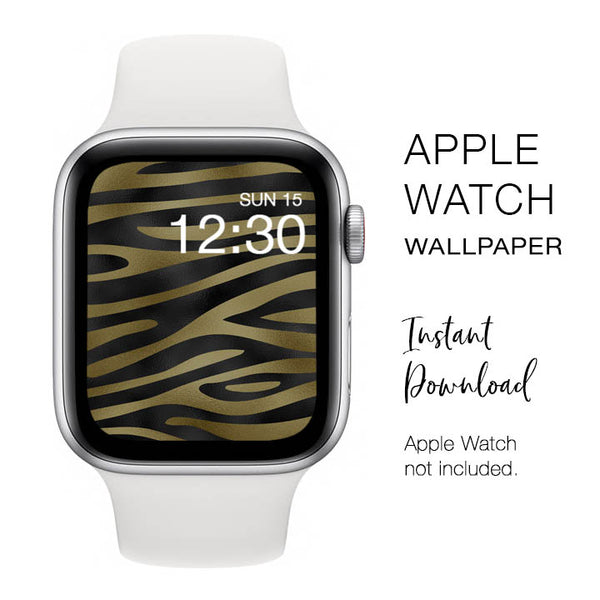 Apple Watch WALLPAPER - Animal Zebra Print Black & Gold - Instant Download - Watch Background Apple Watch face design