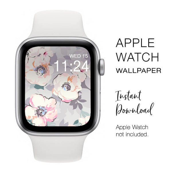 Apple Watch WALLPAPER - Beige Flowers - Instant Download - Watch Background Apple Watch face design