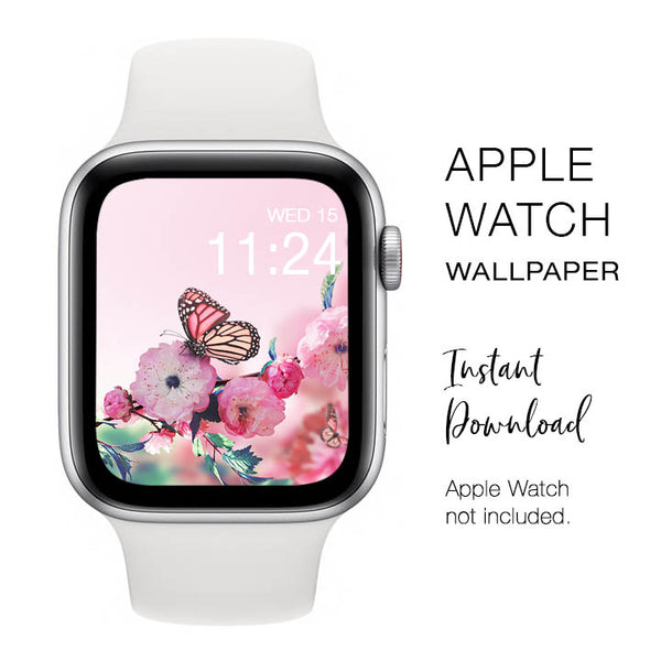 Apple Watch WALLPAPER - Butterfly on Flower - Instant Download - Watch Background Apple Watch face design