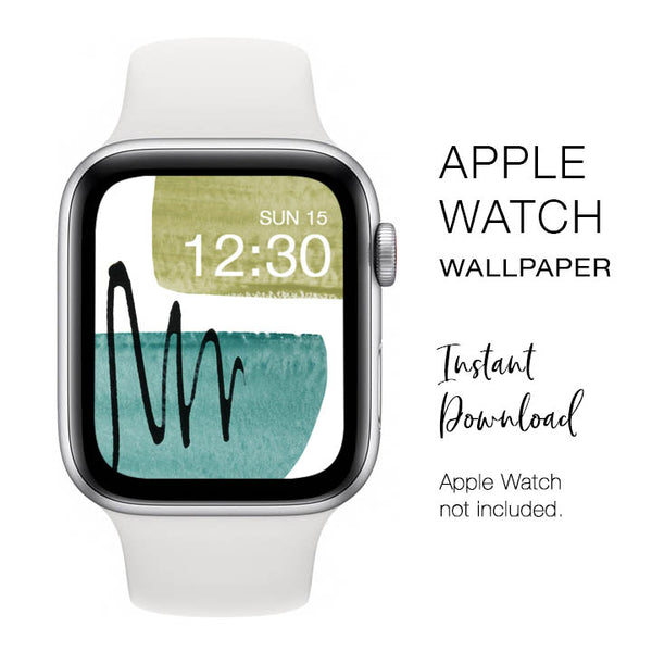 Apple Watch WALLPAPER - Coastal Half Circle Watercolor Painting - Instant Download - Watch Background Apple Watch face design