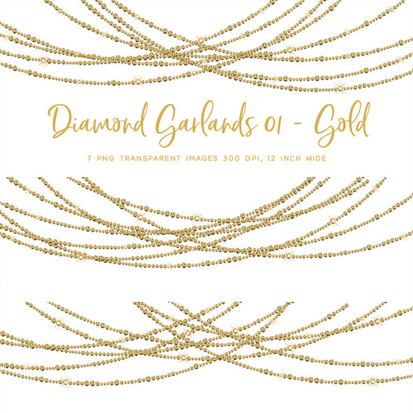 Diamond Garlands Like Lights Gold - Clip Art diamonds hanging gemstone - 7 PNG Transparent Images High Resolution Instant Download Digital Clipart