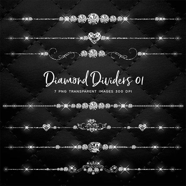 Diamond Dividers Clip Art gemstone - 7 PNG Transparent Images High Resolution - Instant Download Digital Clipart