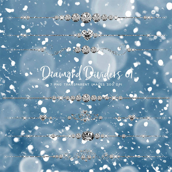 Diamond Dividers Clip Art gemstone - 7 PNG Transparent Images High Resolution - Instant Download Digital Clipart