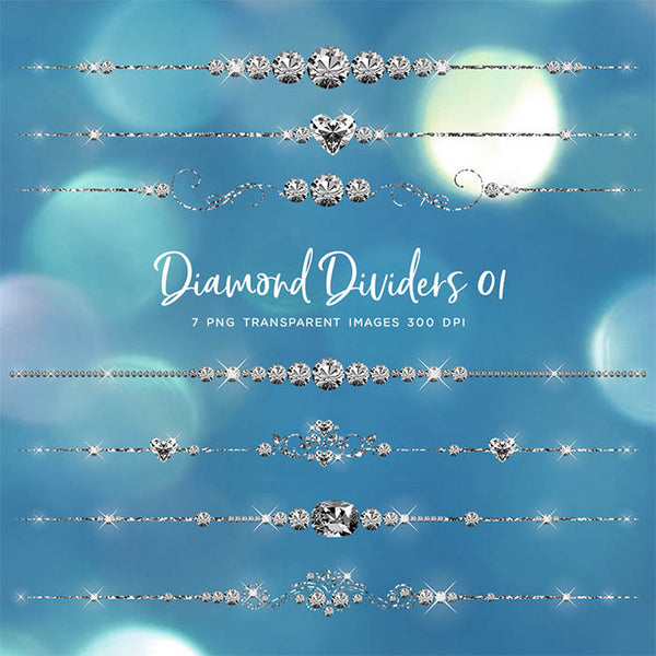 Diamond Dividers Clip Art gemstone - 7 PNG Transparent Images High Resolution - Instant Download Digital Clipart