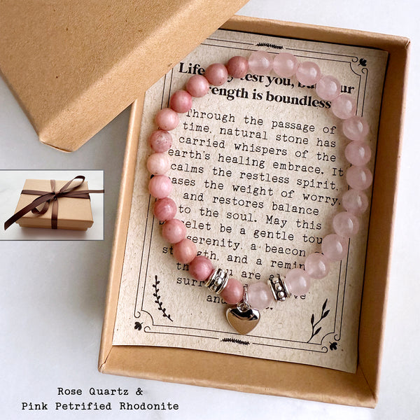 Get Well Soon Gift for Women, Natural Gemstone Healing Bracelet, Inspirational Gift Stretch Bracelet Handmade Jewelry