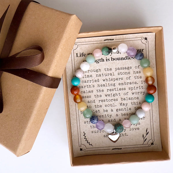 Get Well Soon Gift for Women, Natural Gemstone Healing Bracelet, Inspirational Gift Stretch Bracelet Handmade Jewelry