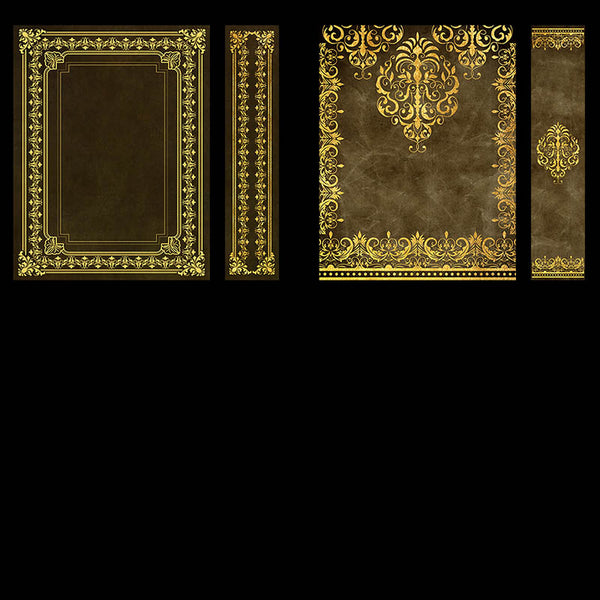 Gilded Brown Book Covers with Gold designs with Spine Vol 1 - 20 High Resolution Images - Instant Download Digital Clip art