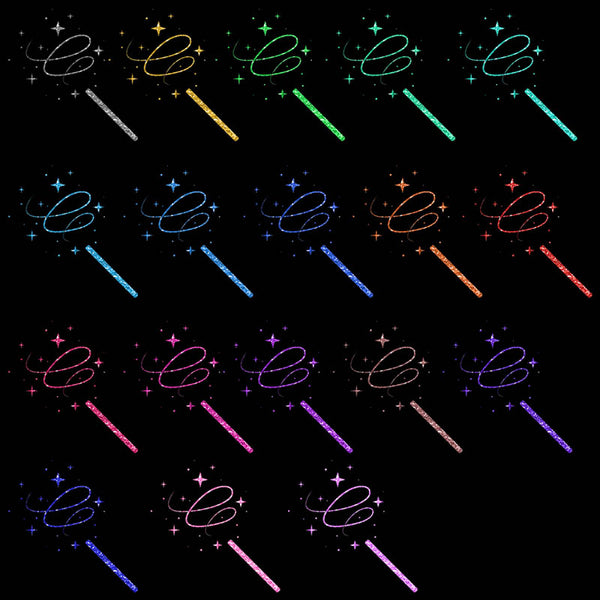 Glitter Magic Wand Vol 2 - 18 Different Glittery Colors PNG Transparent Images - Instant Download Digital Clip art
