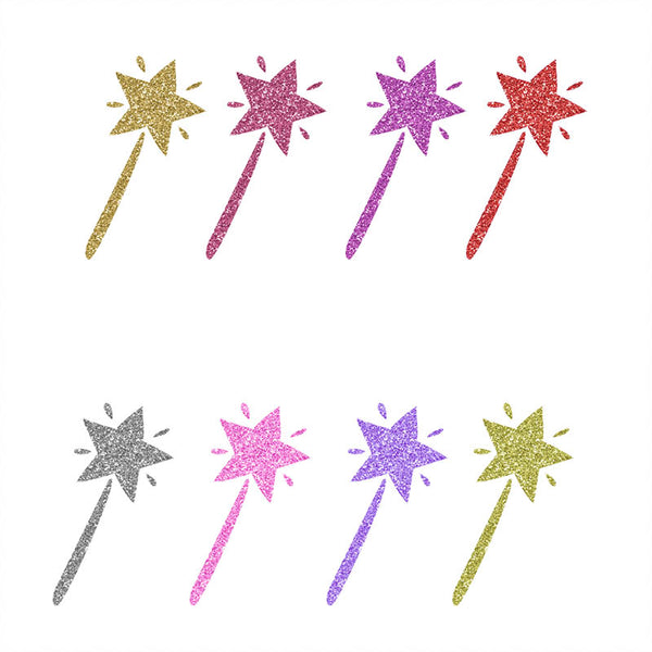Glitter Magic Wand - 18 Different Glittery Colors PNG Transparent Images - Instant Download Digital Clip art