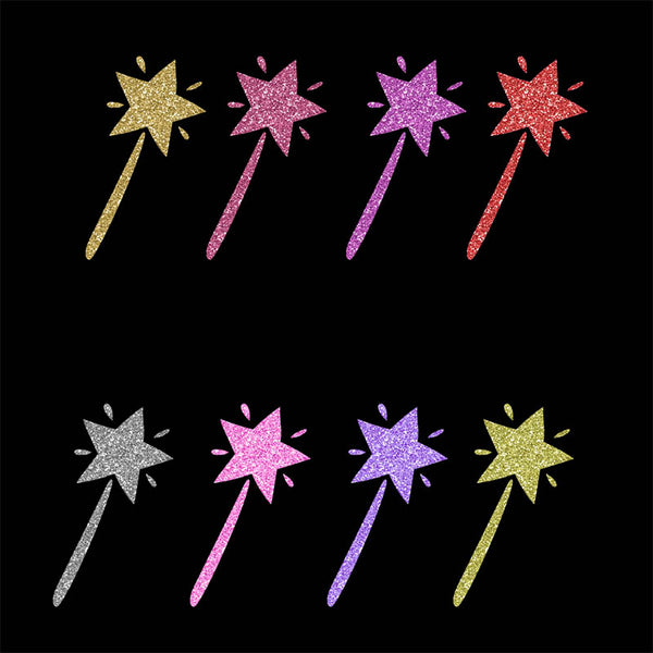 Glitter Magic Wand - 18 Different Glittery Colors PNG Transparent Images - Instant Download Digital Clip art