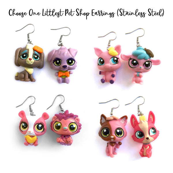 Littlest Pet Shop Earrings Jewelry genuine LPS cute cat dog pets fun Handmade Jewelry for Girls Kids and Women - Great gift