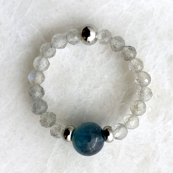 Gemstone Beaded Stretch Rings - Aquamarine Amethyst Carnelian Turquoise Topaz Gold - Handmade Jewelry