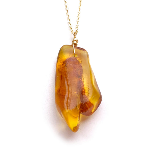 Large Genuine Natural Baltic Amber Necklace #L102 - 16 Kt Gold plated chain necklace Handmade Jewelry - Great gift