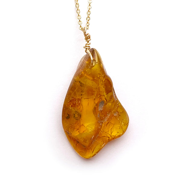 Large Genuine Natural Baltic Amber Necklace #L105 - 16 Kt Gold plated chain necklace Handmade Jewelry - Great gift