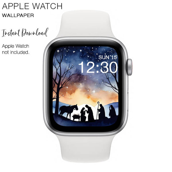 Apple Watch WALLPAPER - Nativity Scene No2 Jesus Christ Christian Religious - Instant Download - Watch Background Apple Watch face design