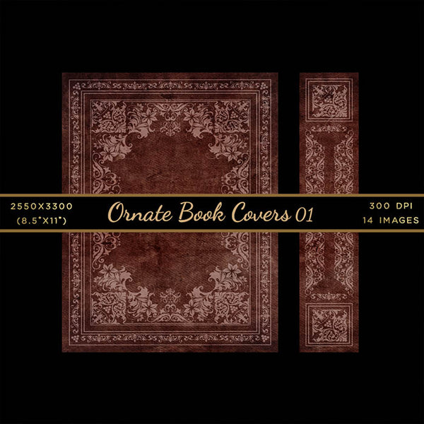 Ornate Book Covers with Spine Vol 1 Variation - 28 High Resolution Images - Instant Download Digital Clip art