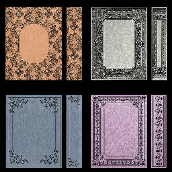 Ornate Book Covers with Spine Vol 1 Variation on Leather Backgrounds - 28 High Resolution Images - Instant Download Digital Clip art