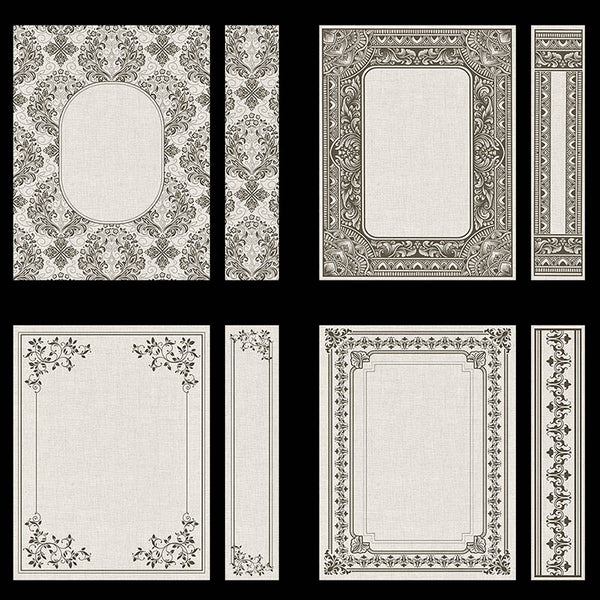 Ornate Book Covers with Spine Vol 1 Creme Linen & Dark Brown Frames - 28 High Resolution Images - Instant Download Digital Clip art