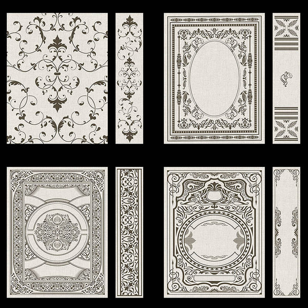 Ornate Book Covers with Spine Vol 1 Creme Linen & Dark Brown Frames - 28 High Resolution Images - Instant Download Digital Clip art