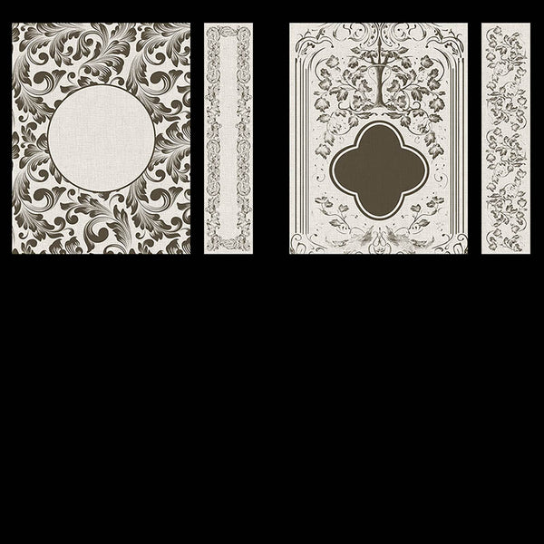 Ornate Book Covers with Spine Vol 1 Creme Linen & Dark Brown Frames - 28 High Resolution Images - Instant Download Digital Clip art
