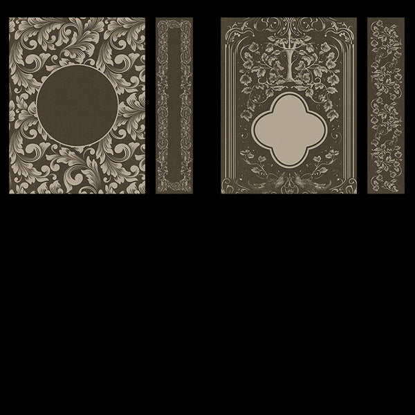 Ornate Book Covers with Spine Vol 1 Dark Brown Linen & Creme Frames - 28 High Resolution Images - Instant Download Digital Clip art