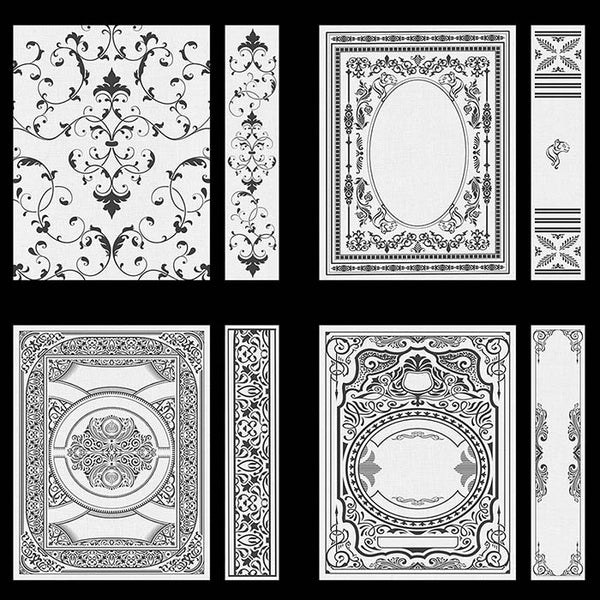 Ornate Book Covers with Spine Vol 1 White Linen & Dark Grey Frames - 28 High Resolution Images - Instant Download Digital Clip art