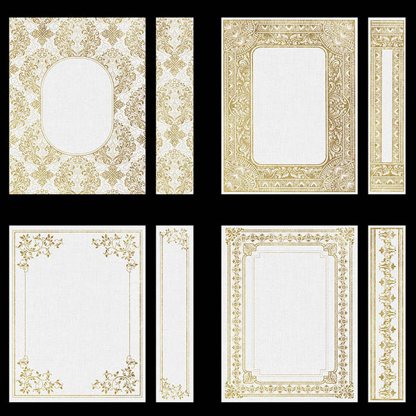 Ornate Book Covers with Spine Vol 1 White Linen & Gold Frames - 28 High Resolution Images - Instant Download Digital Clip art