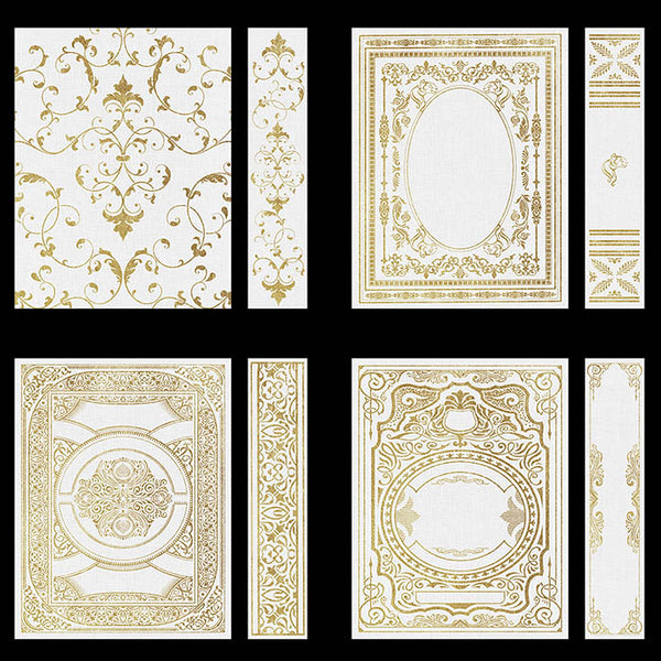 Ornate Book Covers with Spine Vol 1 White Linen & Gold Frames - 28 High Resolution Images - Instant Download Digital Clip art