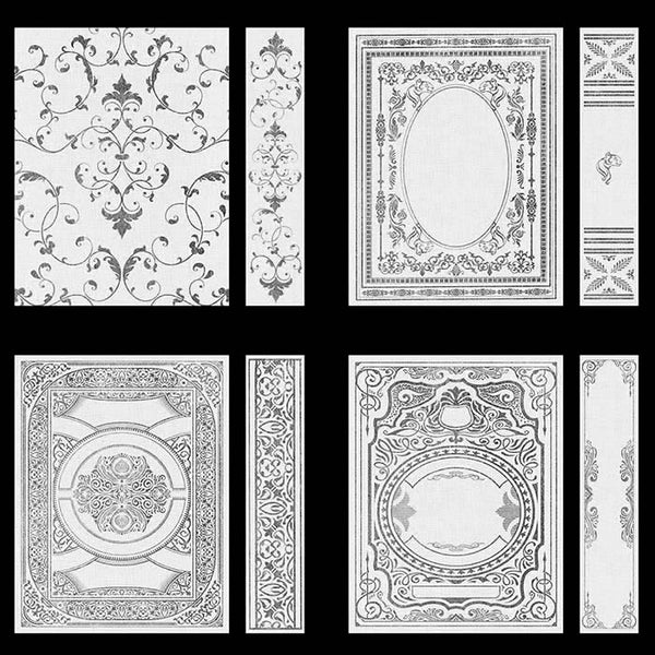 Ornate Book Covers with Spine Vol 1 White Linen & Silver Frames - 28 High Resolution Images - Instant Download Digital Clip art