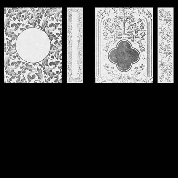 Ornate Book Covers with Spine Vol 1 White Linen & Silver Frames - 28 High Resolution Images - Instant Download Digital Clip art
