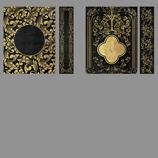 Ornate Book Covers Black & Gold with Spine Vol 1 - 28 High Resolution Images - Instant Download Digital Clip art
