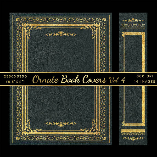 Ornate Book Covers with Spine Vol 4 - 28 High Resolution Images - Instant Download Digital Clip art